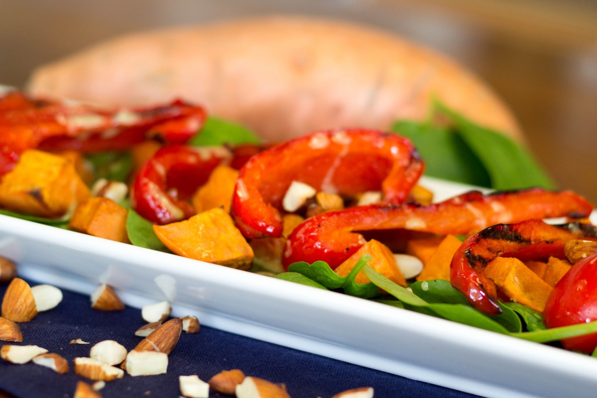 Sweet_Potato_Capsicum_Pepper_Bell_Pepper_baby_Spinach_salad