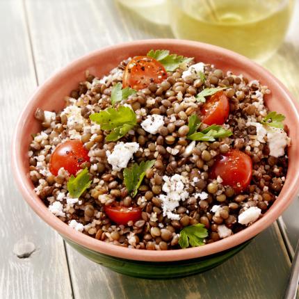 linzensalade met tomaat