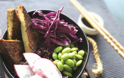 AU Asian inspired buddha bowl with red cabbage